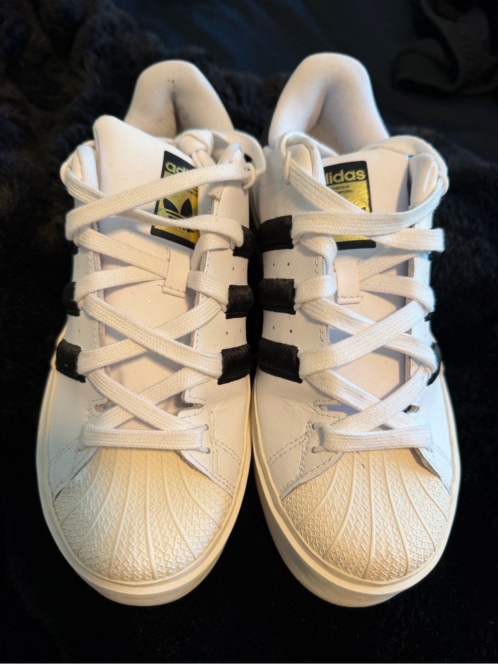 Adidas White & Black Superstar-Inspired Sneakers